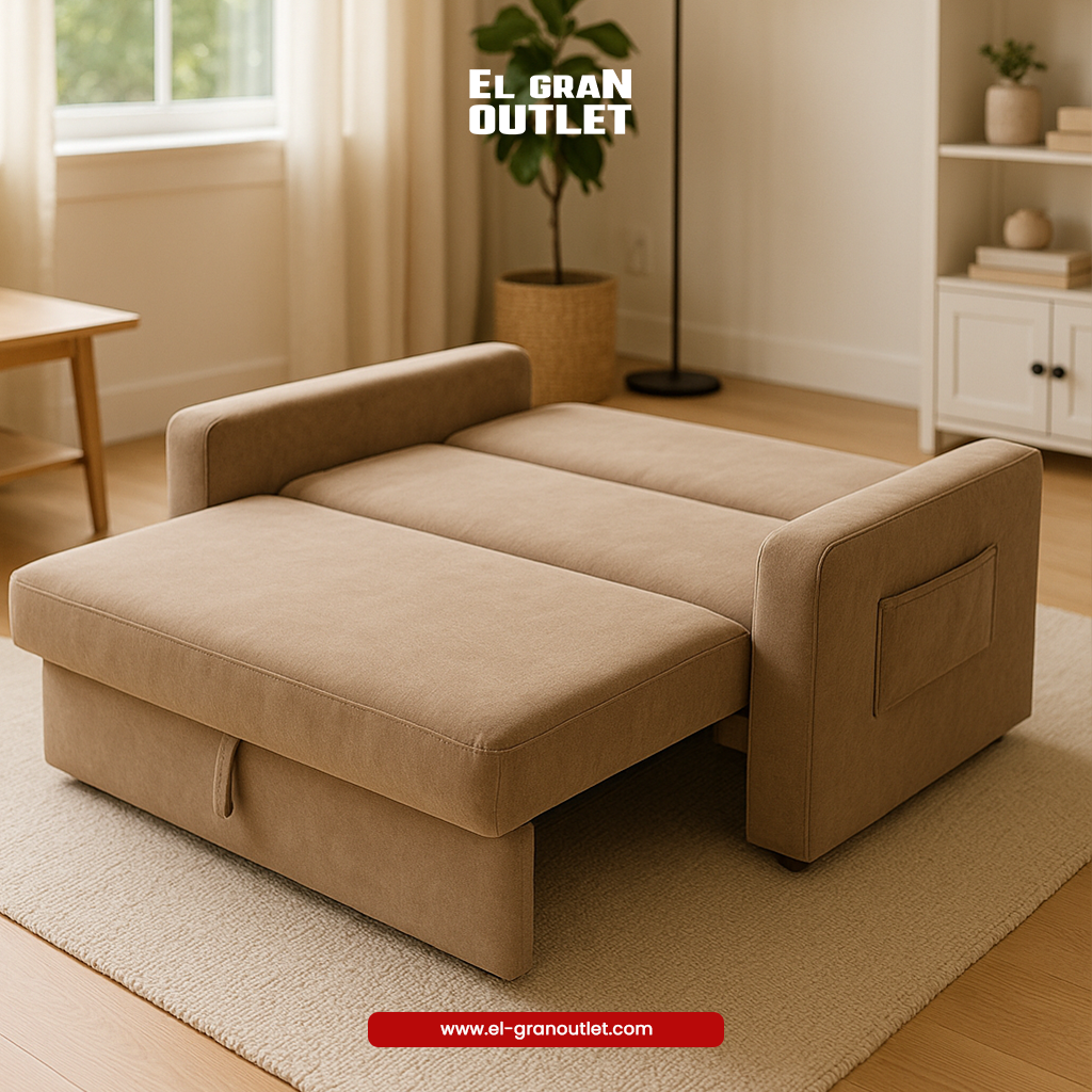 SOFA CAMA 2 CUERPOS TELA GRIS