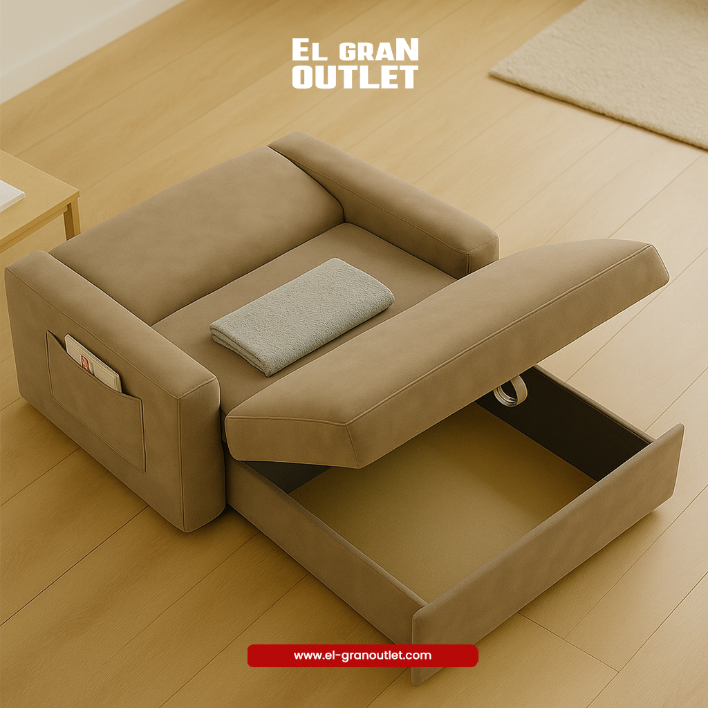 SOFA CAMA 2 CUERPOS TELA GRIS