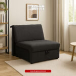 SOFA CAMA 2 CUERPOS TELA NEGRA