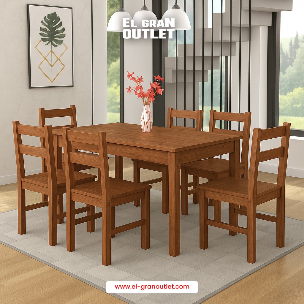 COMEDOR DE 6 SILLAS LETICIA TAPIZADO