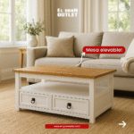 MESA CENTRO ELEVABLE 2 CAJONES, BLANCA