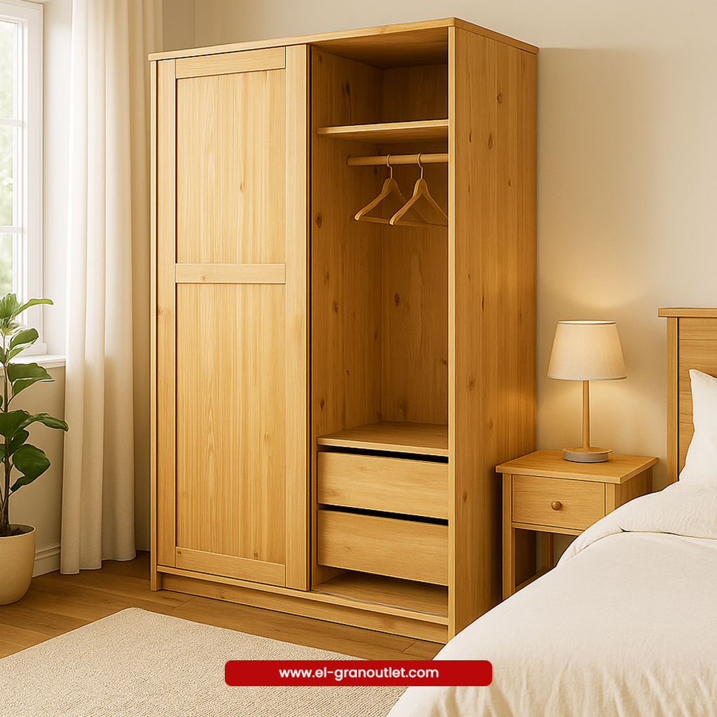 ROPERO 2 PUERTAS 2 CAJONES MADERA MACIZA