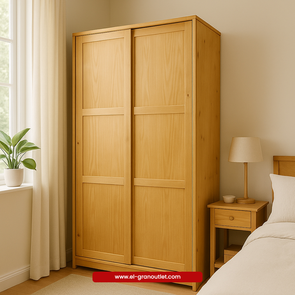 ROPERO 2 PUERTAS 2 CAJONES MADERA MACIZA