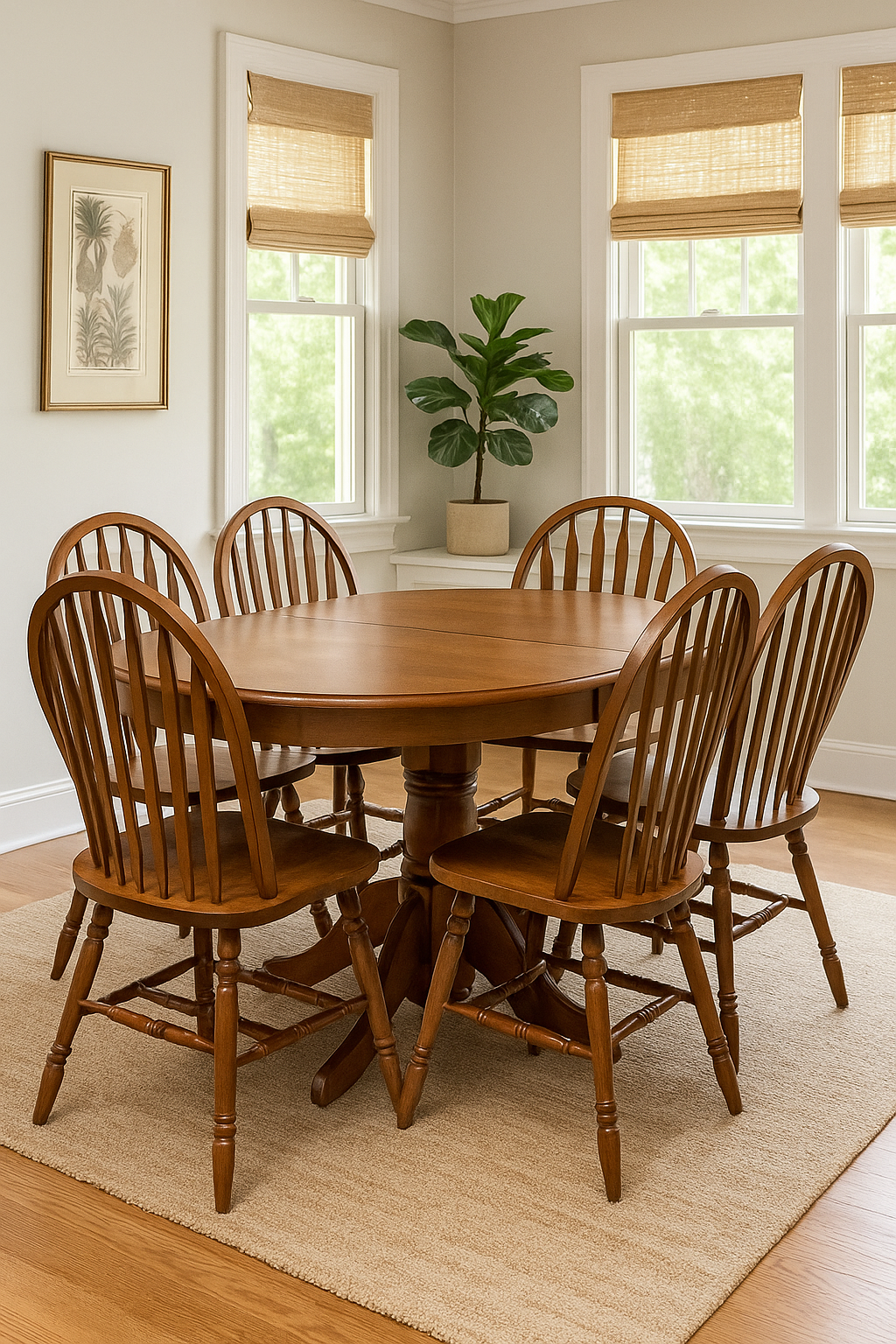 Juego de comedor Windsor, extensible, 6 sillas