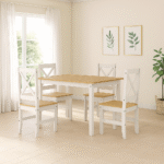 Juego de comedor X, 4 sillas, blanco