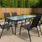 Juego de Patio de hierro con 6 sillas en textilina