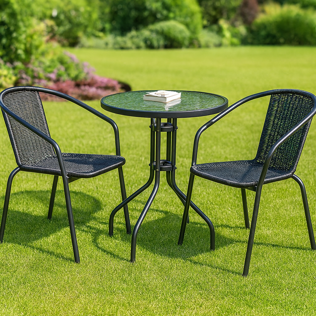 Mesa de Exterior Acero y Vidrio 60cm