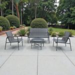 SET DE LIVING ACERO Y TEXTILINA (GRIS VALENCIA)