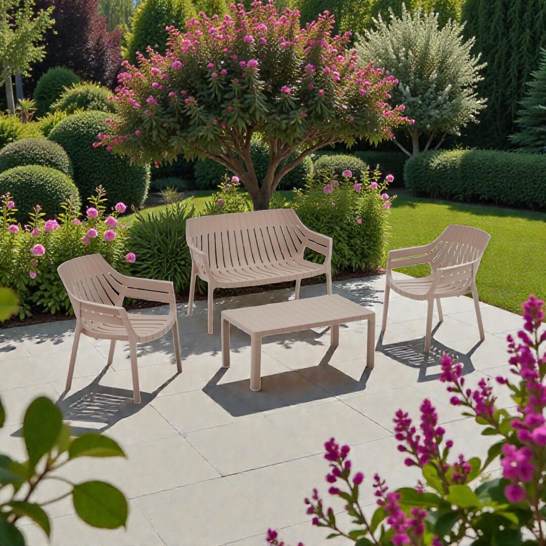 SET DE LIVING EXTERIOR - POLIPROPILENO MARRÓN MILETO