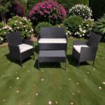 SET DE LIVING EXTERIOR SATTAN SINTÉTICO Y ACERO (NEGRO APOLO/MARRÓN APOLO)